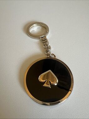 kate spade Black and Gold Round Spade Keychain